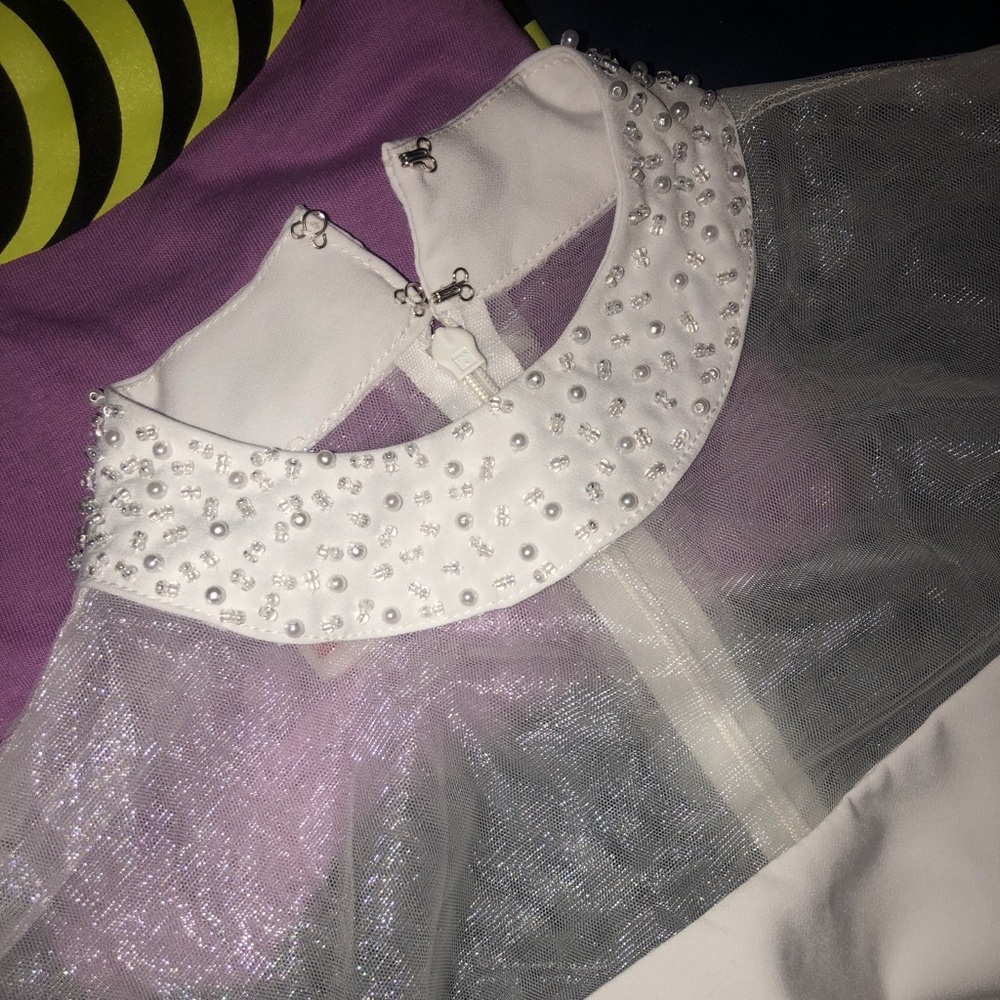 White pearl embellished dress